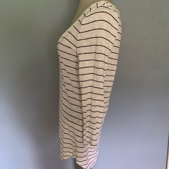 Sz L Three Dots deep scoopneck 3/4 sl sheer slub - Picture 4 of 7